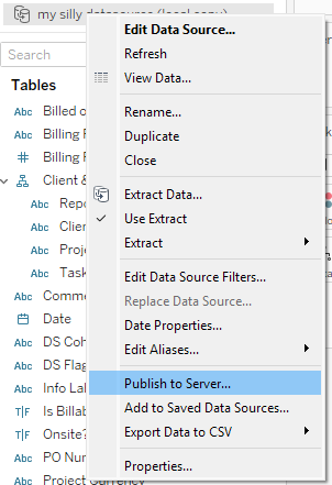publish new datasource